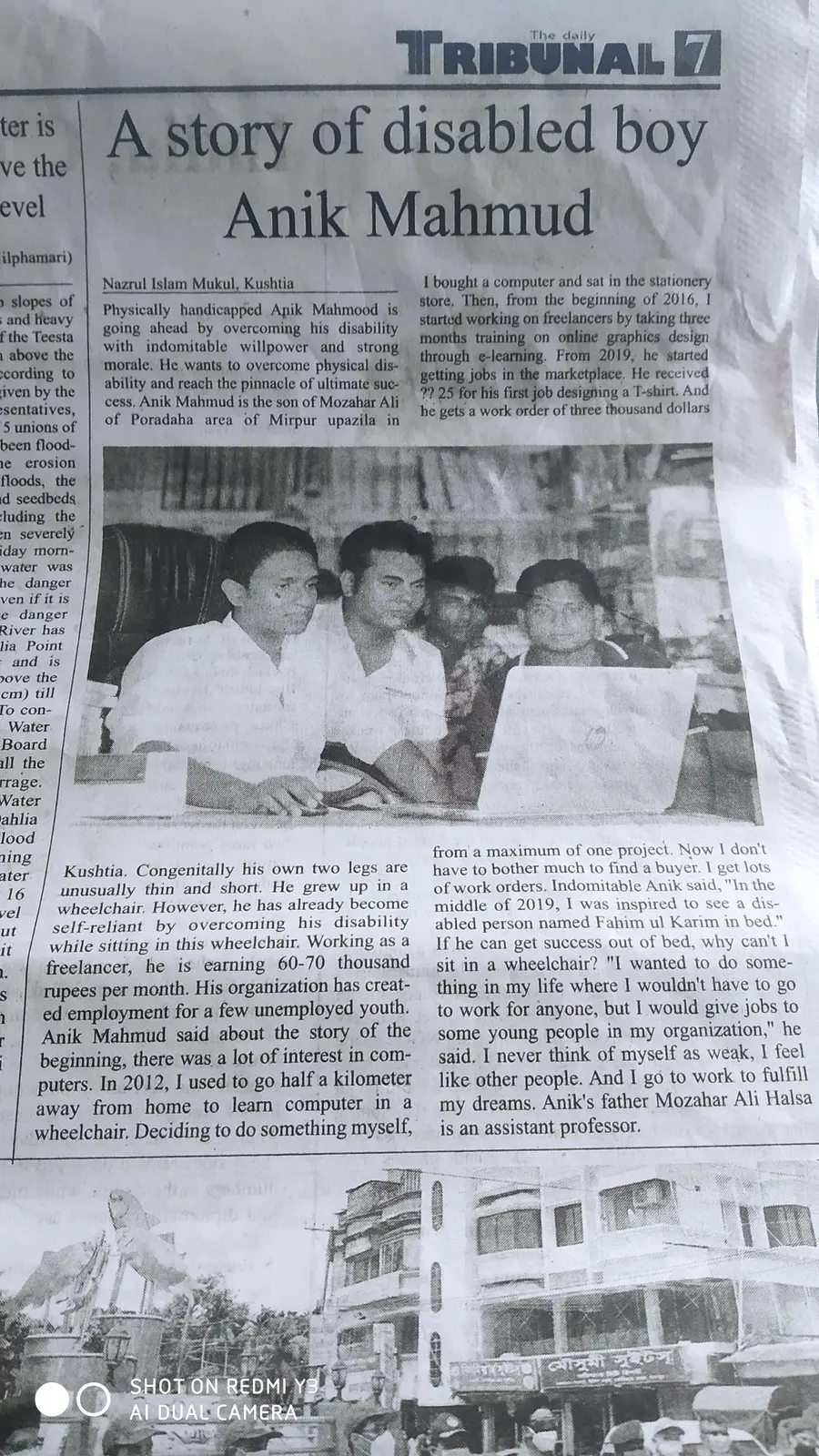 An English-language newspaper report featuring Anik Mahmud in 2020.