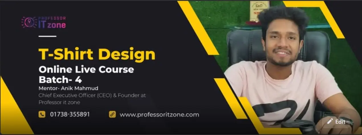 Professor IT Zone T-Shirt Design Online Live Course Batch 4 banner.