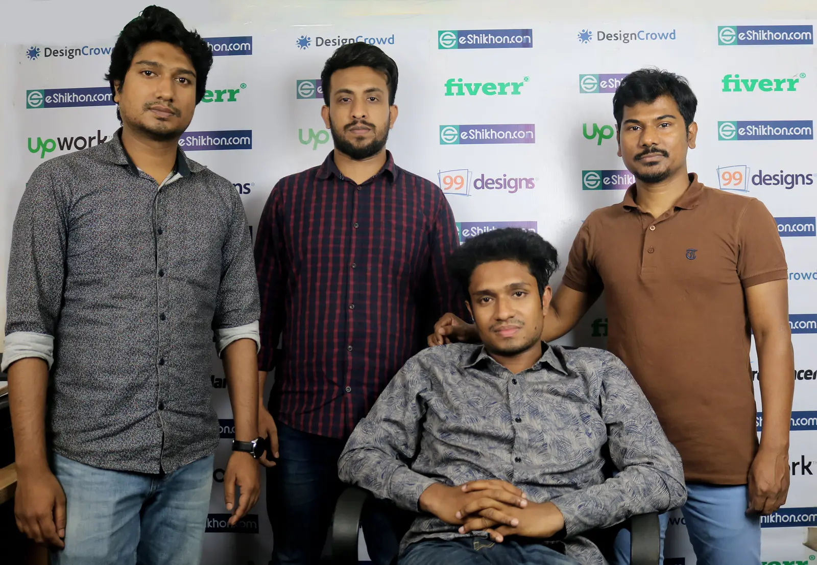 Anik Mahmud with eShikhon representatives during a professional meeting in 2021.