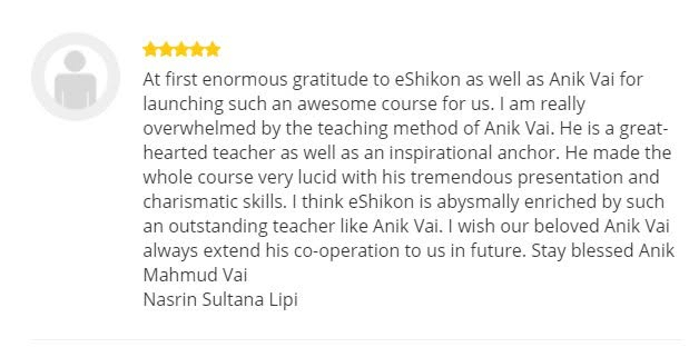 Supplied student review screenshot 9 about Anik Mahmud’s T-shirt design teaching and mentorship.